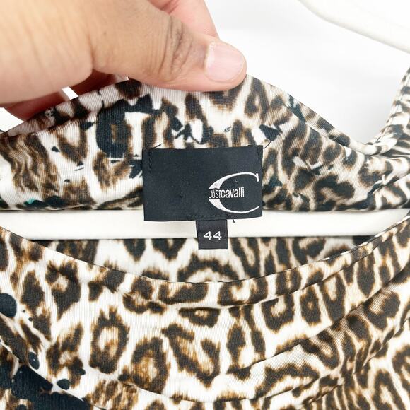 Just Cavalli Womens Y2K Vintage Artsy Leopard Animal Floral Dress Size 44 / M - Picture 4 of 8
